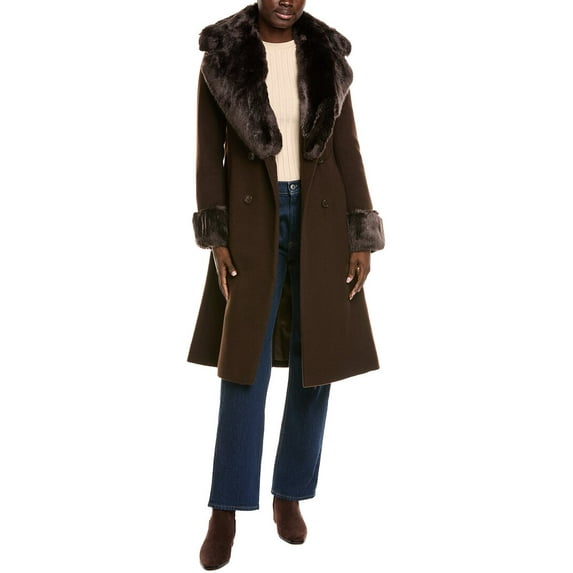 Via Spiga womens Wool-Blend Coat, l, Brown