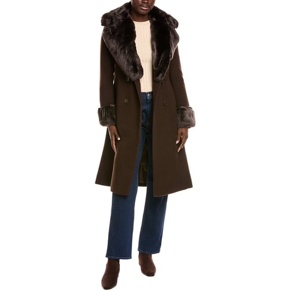 Via Spiga womens Wool-Blend Coat, s, Brown