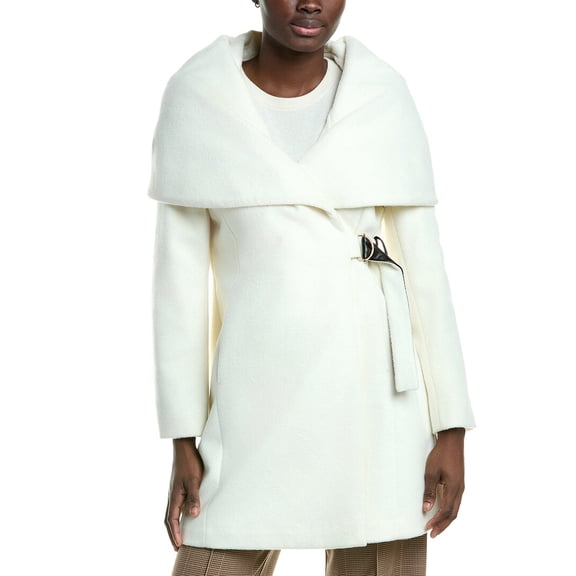 Via Spiga womens    Wool-Blend Hooded Coat, l, White