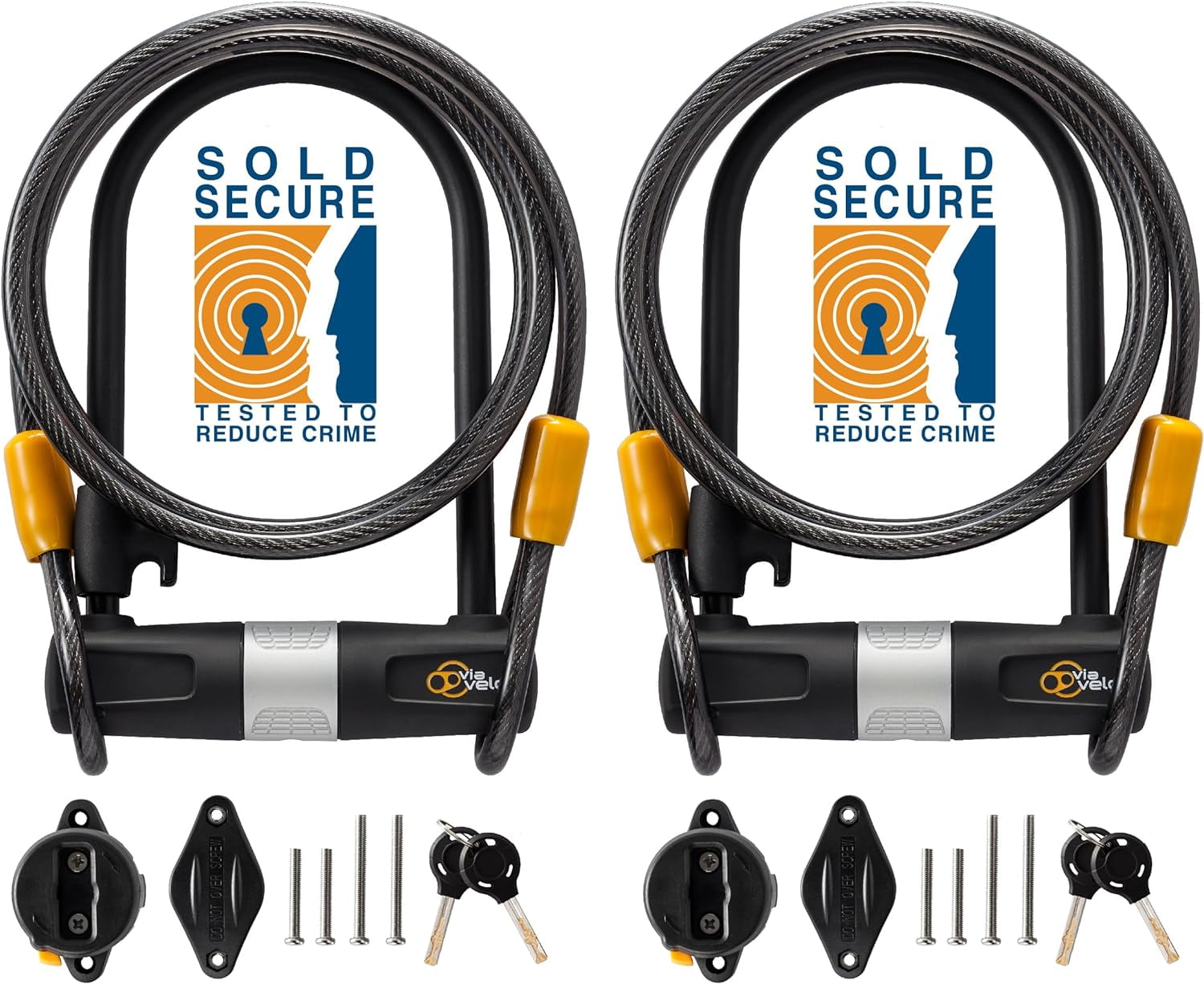 Pc Motorcycle Rig Via Velo 2-Pc Bicycle U Lock Set 2-in-1 Heavy Duty Bike Lock with Bike ...