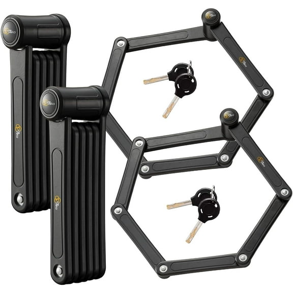 Via Velo 2-Pc Folding Bike Lock Set Lightweight Electric Bike Lock with Same Key System