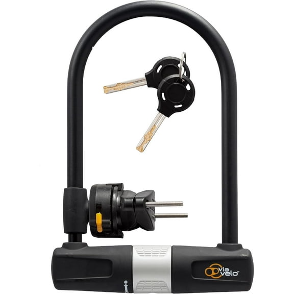 Via Velo Bicycle U Lock with Mounting Bracket 14mm Heavy Duty Bike Lock for Road & Electric Bike