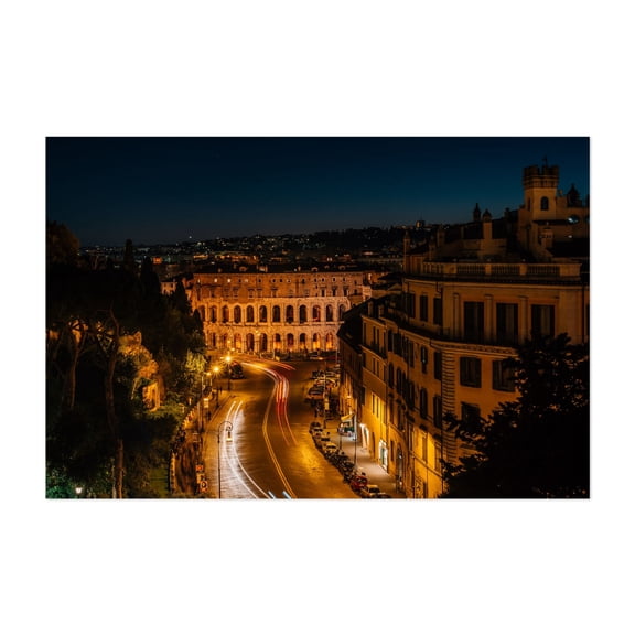 Via del Teatro di Marcello - Rome Lazio Italy Photography Architecture City Nightlife Travel Poster Skyline Scenic Unframed Wall Art Print 4 x 6 inches