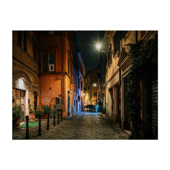 Via della Pelliccia - Rome Lazio Italy Photography Street Photography Nightlife Architecture Graffiti City Travel Poster Vintage Unframed Wall Art Print 24 x 30 inches