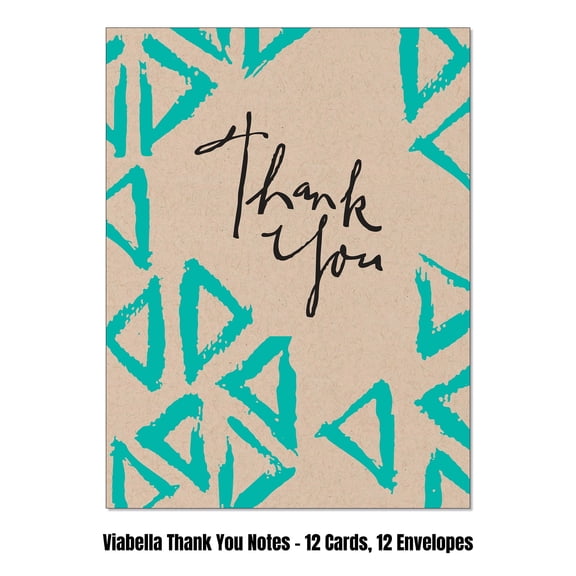 Viabella Appreciation Thank you Card Assortment - 12 Cards, 12 Envelopes