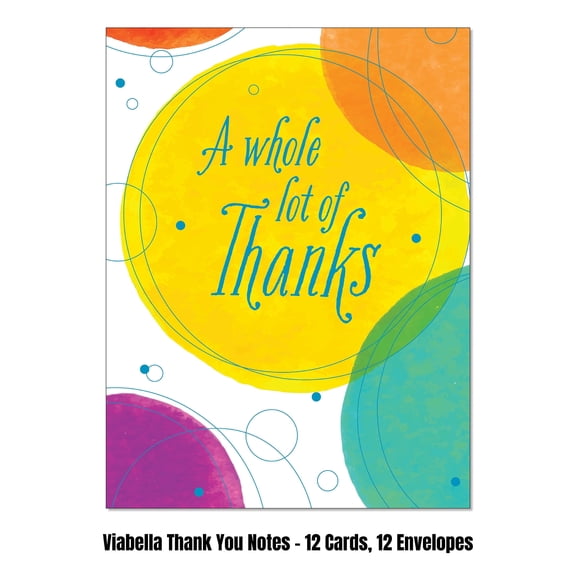 Viabella Circles Thank you Card Assortment - 12 Cards, 12 Envelopes