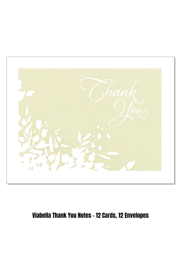 Flower Stencil Thank you Card Assortment - 12 Cards, 12 Envelopes