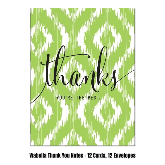 Viabella IKAT Thank you Card Assortment - 12 Cards, 12 Envelopes