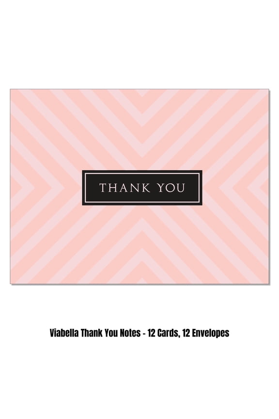 Rose Quartz Thank you Card Assortment - 12 Cards, 12 Envelopes