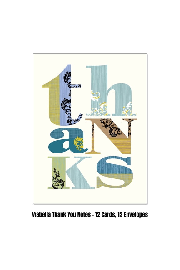 Stacked Thank you Card Assortment - 12 Cards, 12 Envelopes