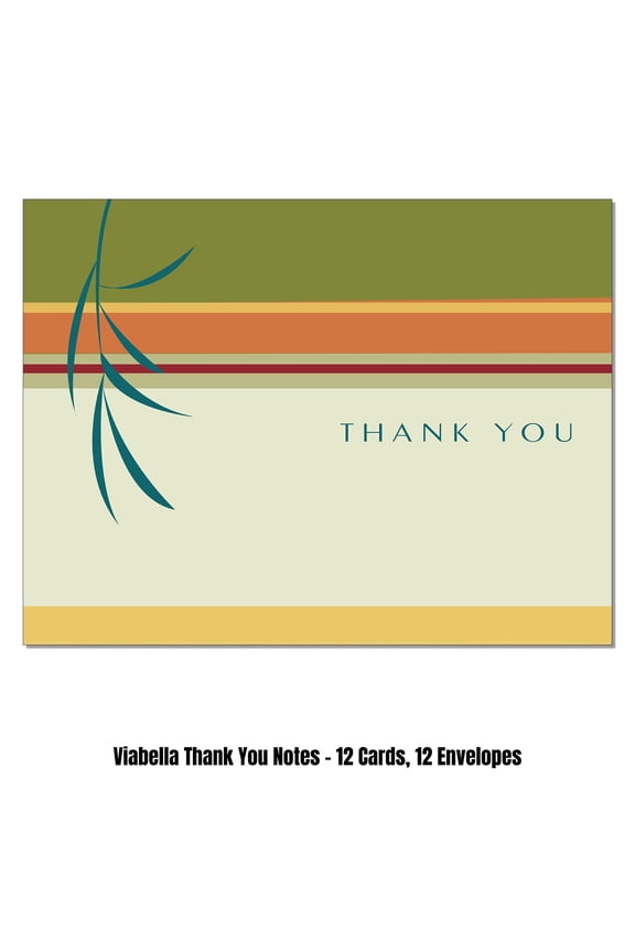 Striped Bamboo Thank you Card Assortment - 12 Cards, 12 Envelopes