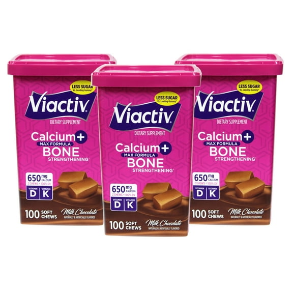 Viactiv Calcium Plus D Milk Chocolate Soft Chews, 100 ea (Pack of 3)