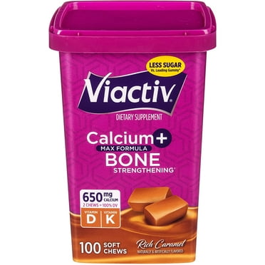 Viactiv Calcium Supplement Soft Chews, Caramel (100CT) Vitamin D & K