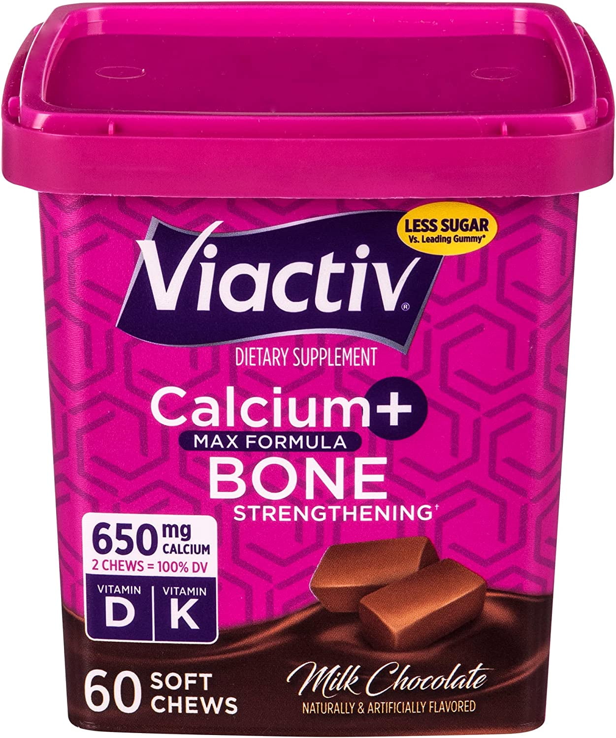 Viactiv Calcium +Vitamin D3 Supplement Soft Chews, Milk Chocolate, 60