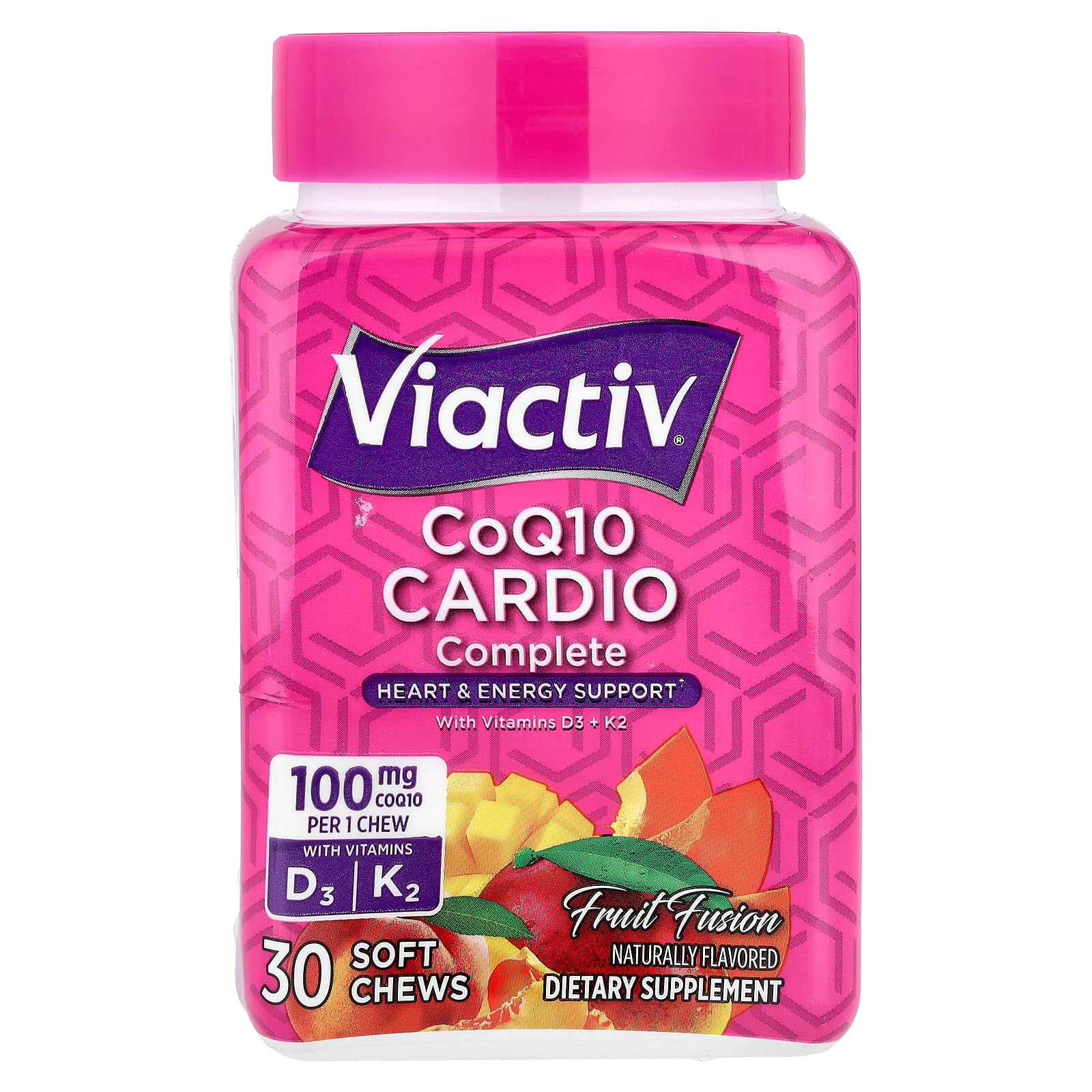 Viactiv CoQ10 Cardio Complete With Vitamins D3 + K2, Fruit Fusion, 30 Soft Chews