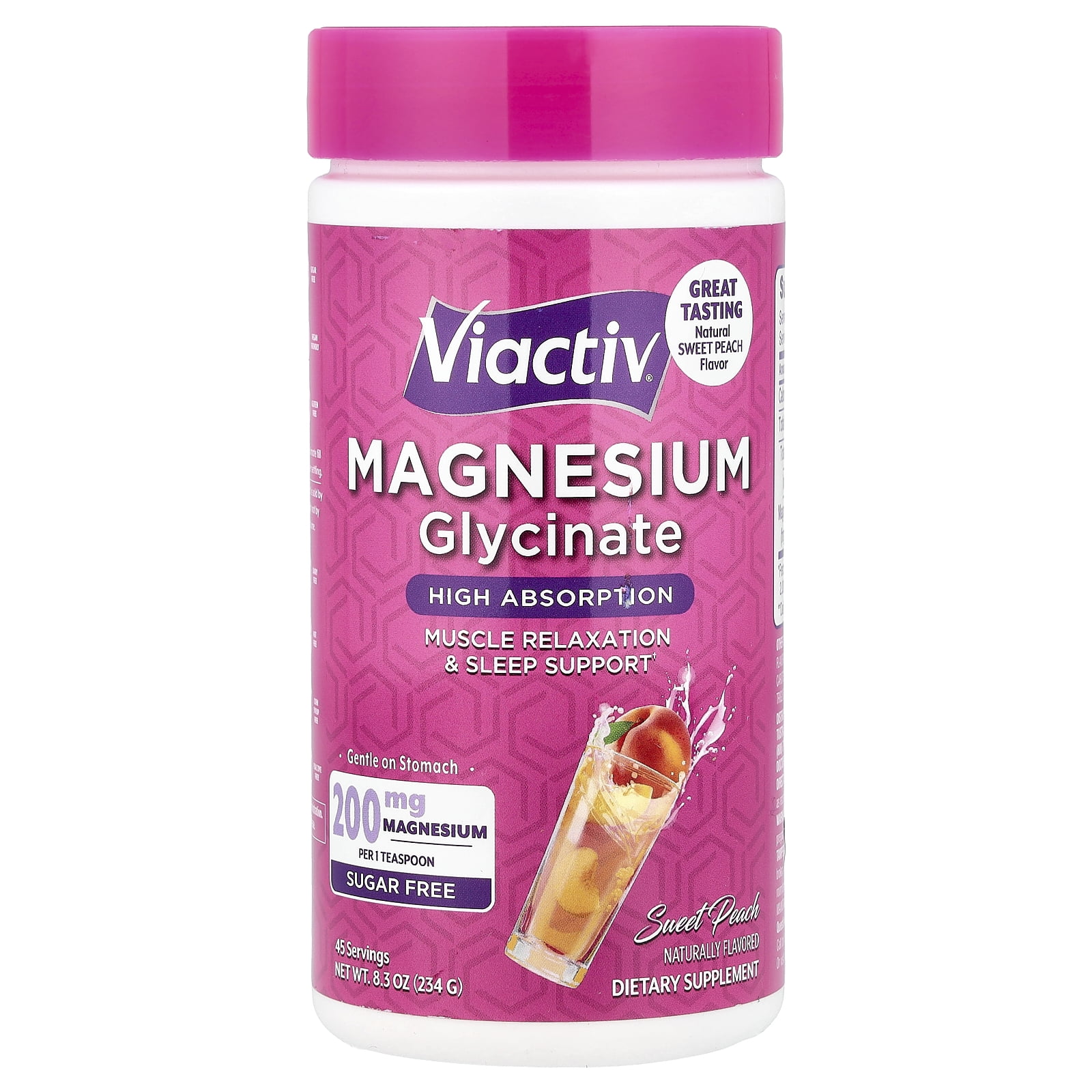 Viactiv Magnesium Glycinate, Sugar Free, Sweet Peach, 8.3 OZ