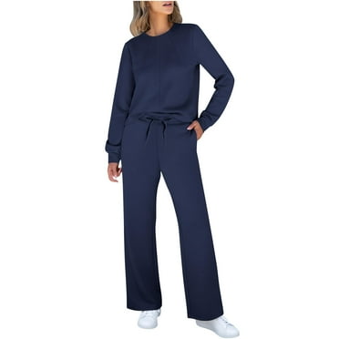 Viadha 2 Piece Lounge Set Women Women Set 2 Piece Outfits Sweatsuit Fall Crewneck Sweatshirts Wide Leg Pants Matching Sweat Set Tracksuit