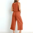 thumbnail image 1 of Viadha 2 Piece Sets for Women 2PC Fashion Woman Round Neck Solid Sleeveless Blouse +Loose Pockets Pants Sets, 1 of 8