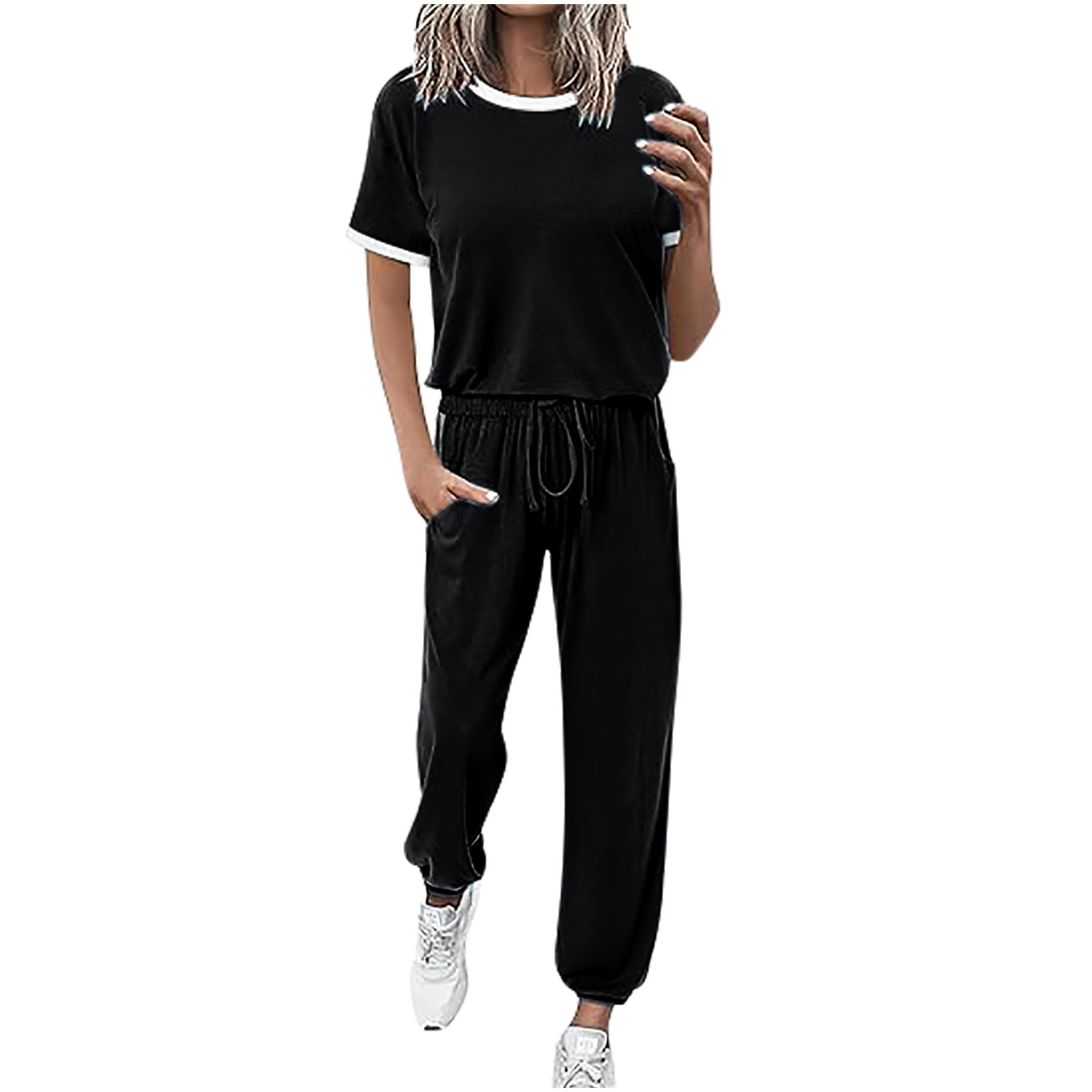 Fashion Solid Color Casual Two Piece Set
