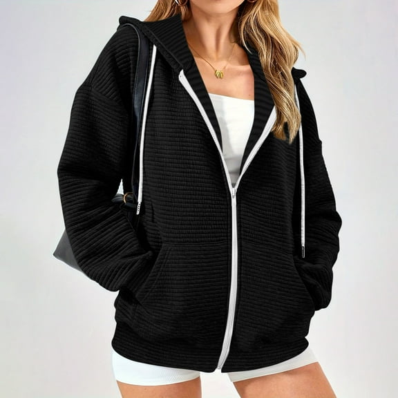 Viadha Basic Lightweight Full Zip Hoodie for Women Long Sleeve Cardigan Jacket Hood Fall Winter Sweatshirts with Pockets