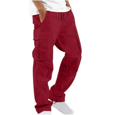 Viadha Cargo Pants for Men Clearance Solid Casual Multiple Pockets Outdoor Straight Type Fitness Pants Cargo Pants Trousers