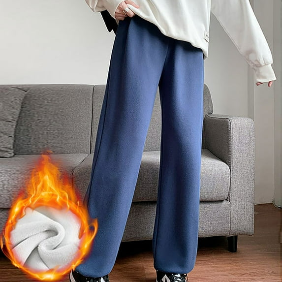 Viadha Cargo Pants for Women Plush Women's Solid Color Leggings Loose Casual Sanitary Pants Straight Tube Large Length Pants Stretch Pants for Women