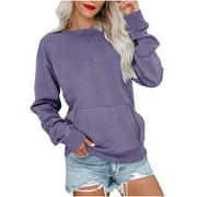 Viadha Casual Womens Sweatshirts Crewneck Long Sleeve Tops Oversized Pullover Sweatshirt for Women