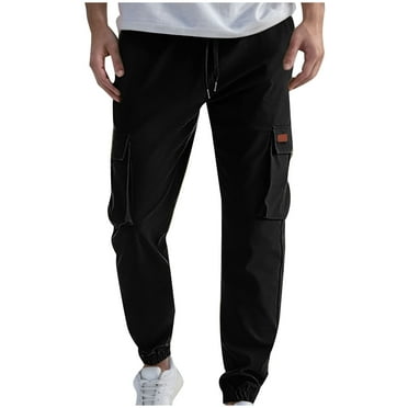 Viadha Corduroy Pants Men Men Solid Color Pocket Elastic Waist Draw Rope Sweatpants Foot Binding Trousers
