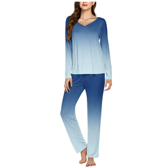 Viadha Cotton Pajamas for Women Ladies' Casual Solid Color Casual Top Pants Pajama Set