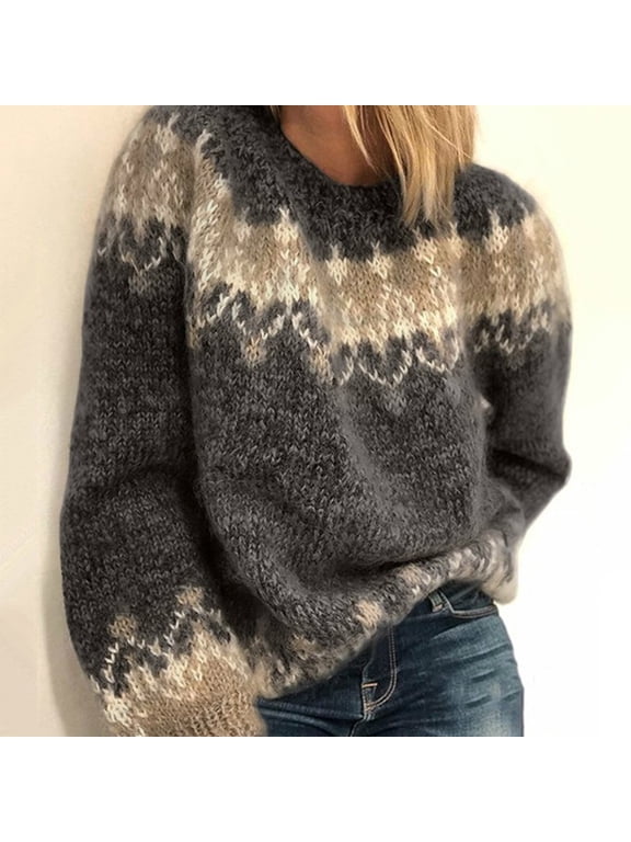 Oversized Sweaters for Women Crewneck Long Sleeve Knit Warm Pullover Sweaters Tops