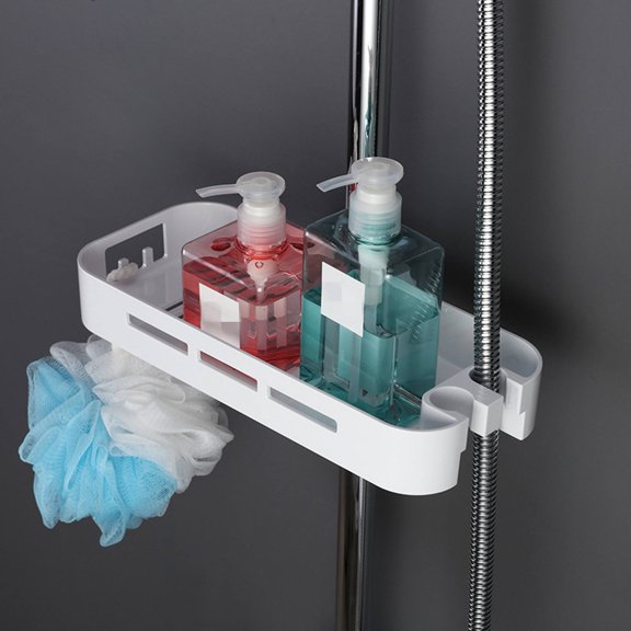 Viadha Direct Shower Caddy Shelf for Slide Bar, Bathroom Shower Rack Organizer Sponge Soap Holder for Shampoo Soap,Suitable for 4 Shower Poles of Different Sizes