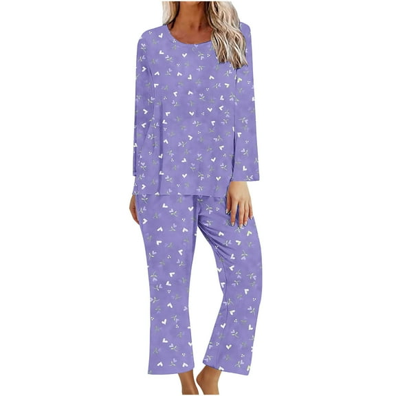 Viadha Fall Pajamas Ladies' Gradient Printed Casual Top Pants Pajama Set