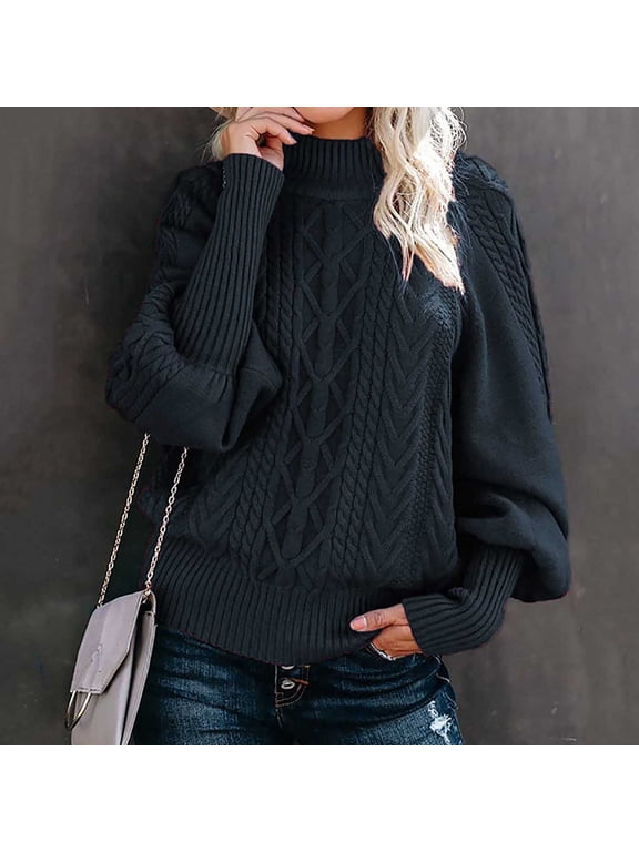 Fall Winter Sweaters for Women Casual Solid Long Sleeve Thick Knit Pullover Crewneck Sweater Coat Tops
