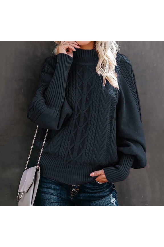 Fall Winter Sweaters for Women Casual Solid Long Sleeve Thick Knit Pullover Crewneck Sweater Coat Tops