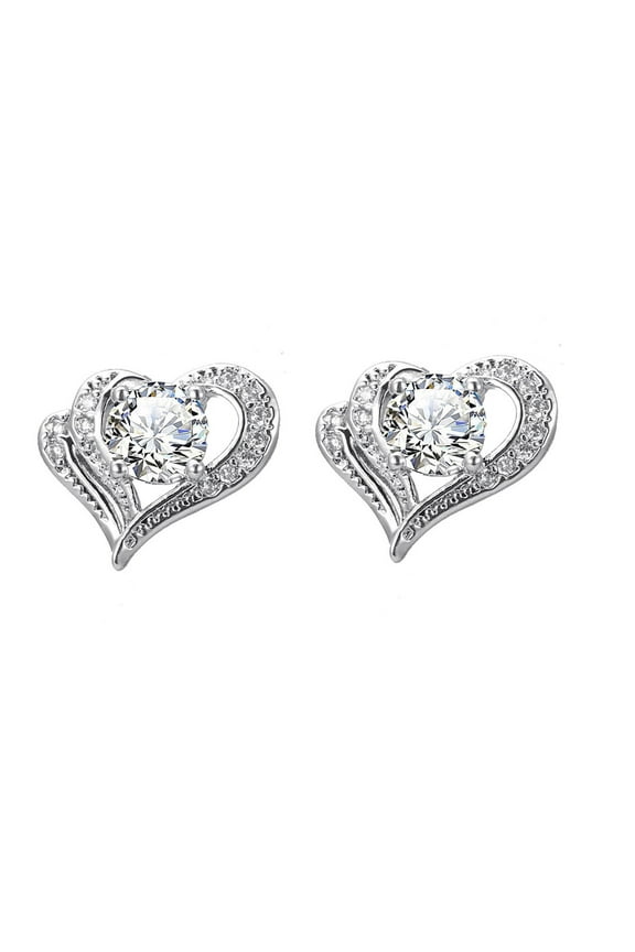 Gifts for Mom Earrings for Women Women's Fashion Crystal Heart Earring Heart Ear Studs Jewelry Gift