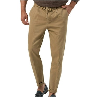 Viadha Gym Pants Men Men's Fashion Drawstring Elastic Waist Solid Color Casual Length Pants