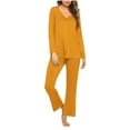 thumbnail image 1 of Viadha Halloween Pajamas Women's Solid Color Casual Long Top Pants Pajama Set, 1 of 4