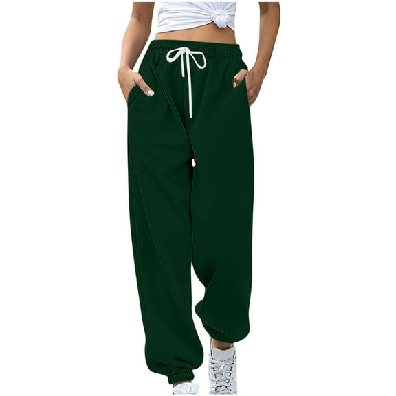 Viadha Linen Pants Women Fashion Casual Full-Length Loose Pants Solid High Waist Trousers Long Leg Pants Wide Leg Pants for Women