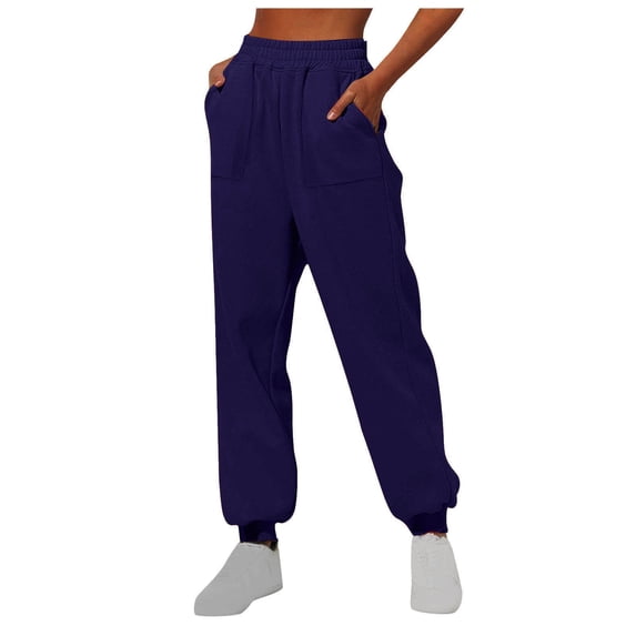 Viadha Linen Pants Women Solid Color Pocket Corset High-Waisted Sweatpants Long Pants