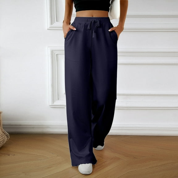 Viadha Linen Pants Women Women Fashionable Solid Color Loose Casual and Comfortable Wide Leg Pants with Pockets