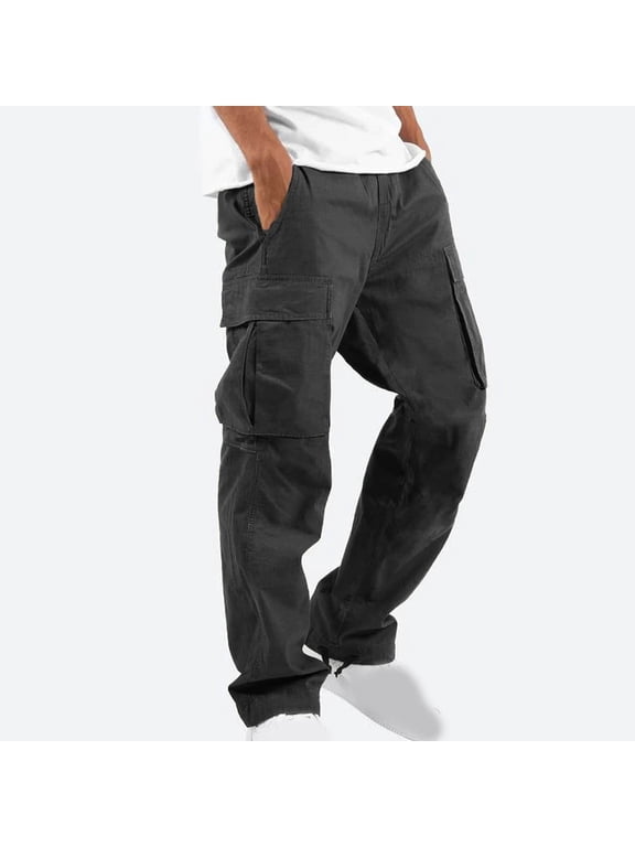 Pants Mens Fashion Joggers Sports Pants Solid Casual Multiple Pockets Outdoor Straight Type Fitness Pants Cargo Pants Trousers Mens Long Pants