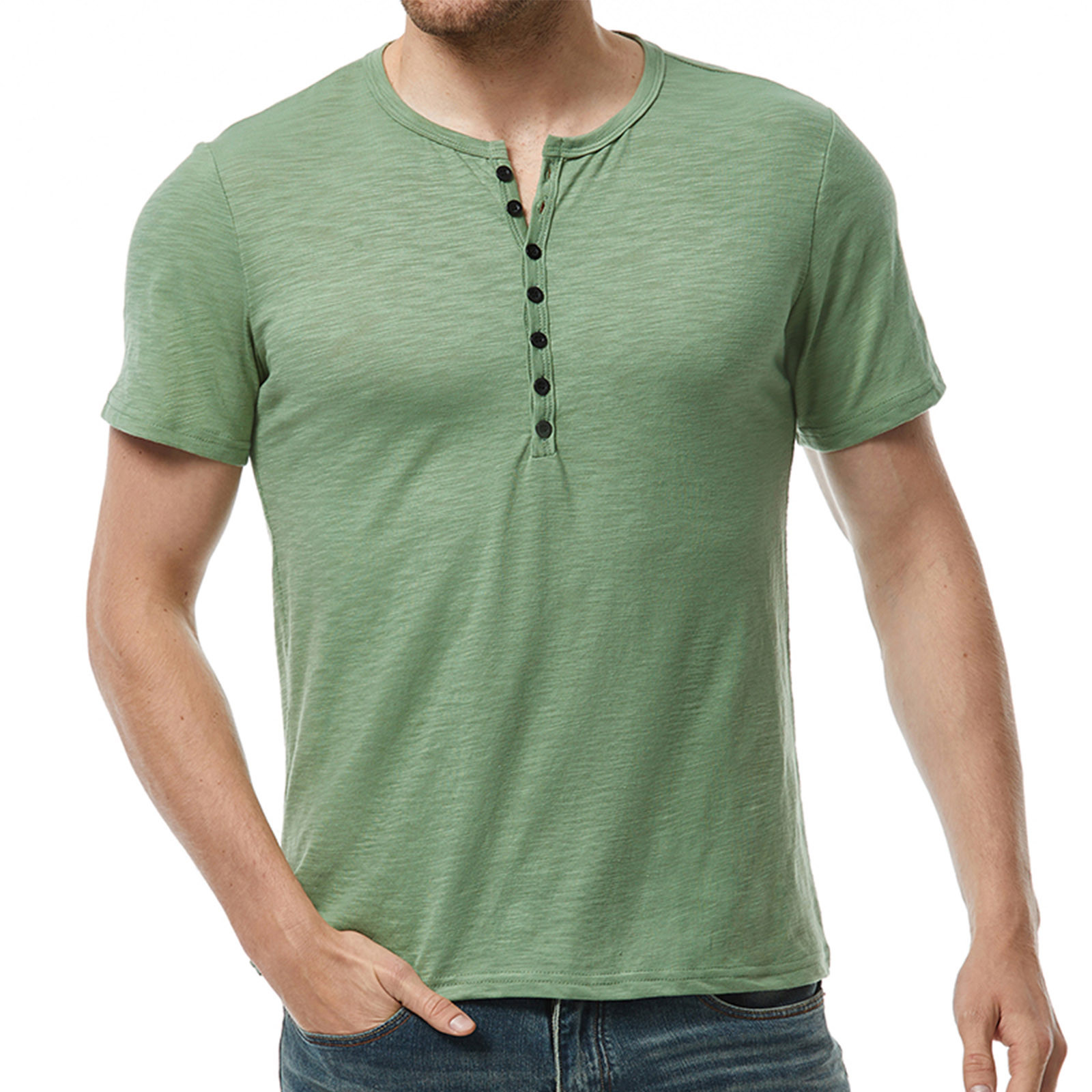 Viadha Men Summer Button Down Shirts Short Sleeve Cuban Shirts Knit