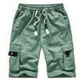 thumbnail image 1 of Viadha Men's Casual Pure Color Outdoors Pocket Beach Work Trouser Cargo Shorts Pant(Green,2XL), 1 of 7