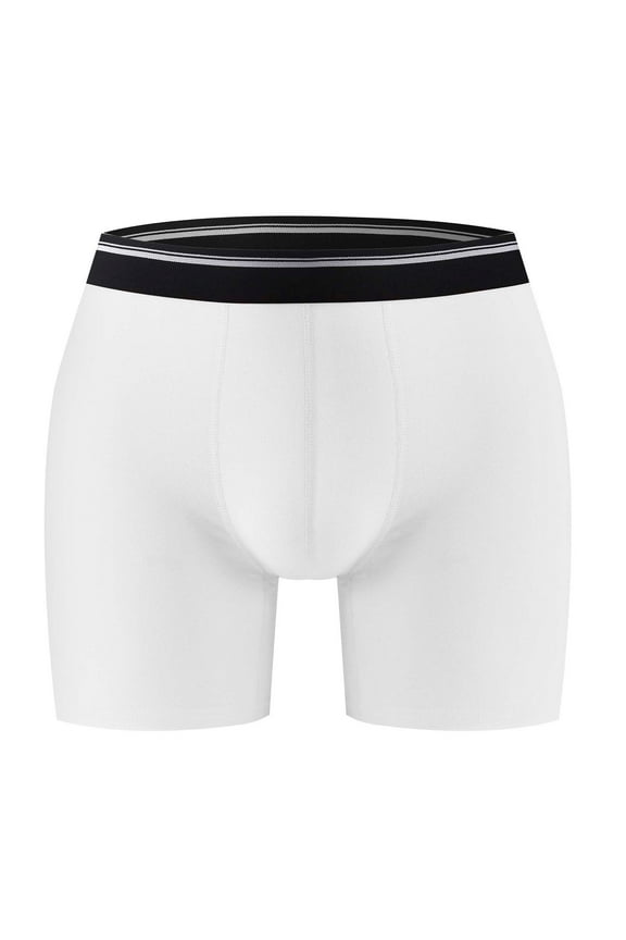 Men's Striped Underwear With Side Opening And Sexy Boxer Shorts Briefs Pants(White,S)