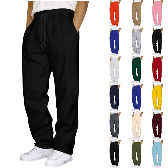 Mens Sweatpants Fashion Joggers Sports Pants Outdoor Running Pants Elastic Waist Drawstring Workout Casual Sweatpants Trousers Mens Long Pants with Pockets