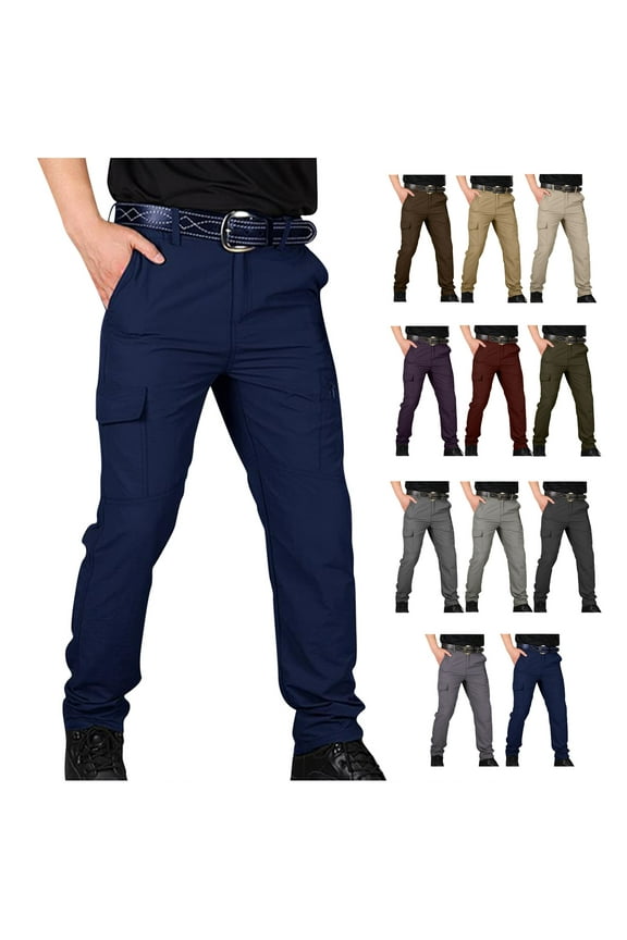 Viadha Mens Cargo Pants Elastic Waist Casual Multi-Pocket Sports Trousers Pants