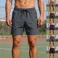 thumbnail image 1 of Viadha Mens Casual Shorts with Zippered Pockets Solid Color Beach Pants Elastic Waist Fashion Sport Shorts, 1 of 10