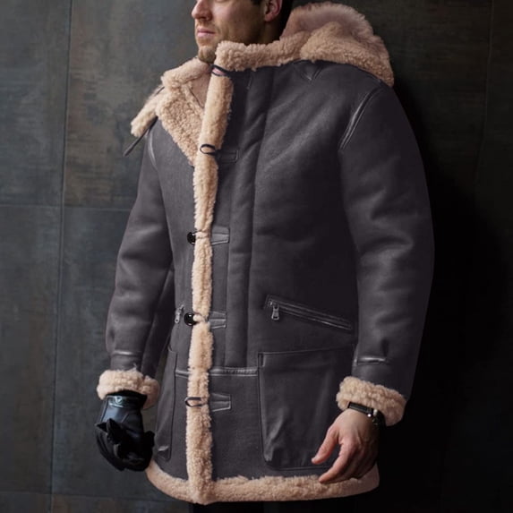 Viadha Mens Coats Men's Fall/Winter Fashion Fleece Jacket Stretch Washed Top Jacket