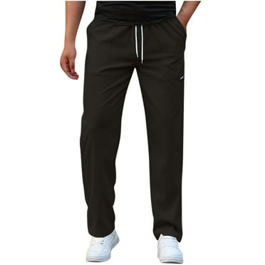 Viadha Mens Jogger Pants Men's Solid Color Pocket Workwear Pantscasual Straight Leg Pants