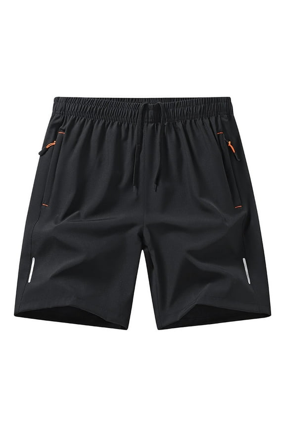 Mens Shorts Solid Color Elastic Waist Shorts Cargo Pants Multi Pockets Casual Half Trunks Beach Shorts